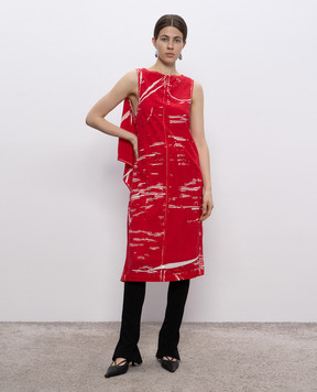 PROENZA SCHOULER Красное платье Ondine с шелком в принт R2523018BYGP297