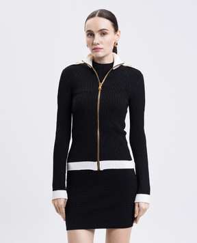 Balmain Чорний кардиган з контрастним окантуванням FF1KL036KI64