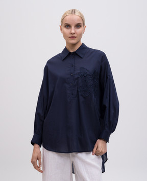 Twinset Синяя блуза с аппликацией 251LM2PBB