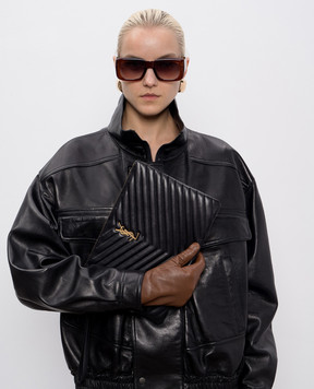 Saint Laurent Черный кожаный клатч CASSANDRE 559193CWU01