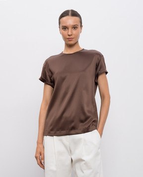 Brunello Cucinelli Коричневий топ із шовку M0C59DE310