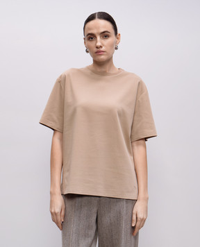 Loro Piana Бежевая футболка с вышивкой эмблемы. FAO3271