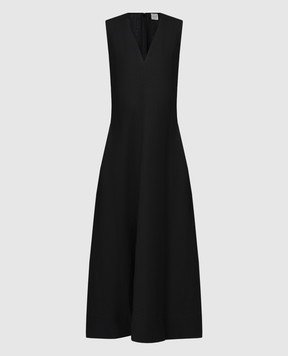 Toteme Черное платье макси с льном 242WRD2193FB0159