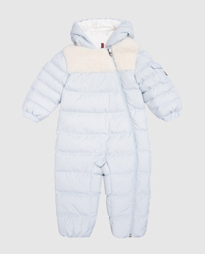Moncler ENFANT Детский голубой пуховой комбинезон Indro с логотипом J29511G0000154A811824