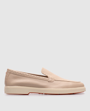 Santoni Бежевые кожаные лоферы WUYA71436TISSWKA