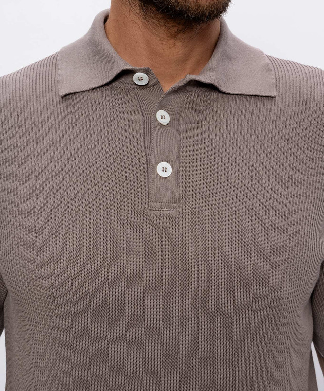 Brunello Cucinelli Коричневое поло в рубчик M29400005 изображение 5