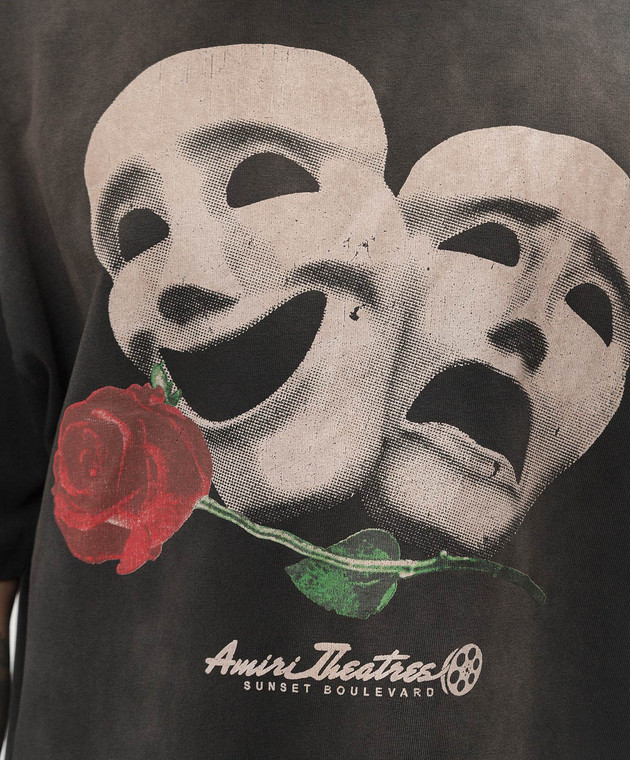 AMIRI Черная футболка Theatre Masks с винтажным эффектом AMJYTE1100 изображение 5