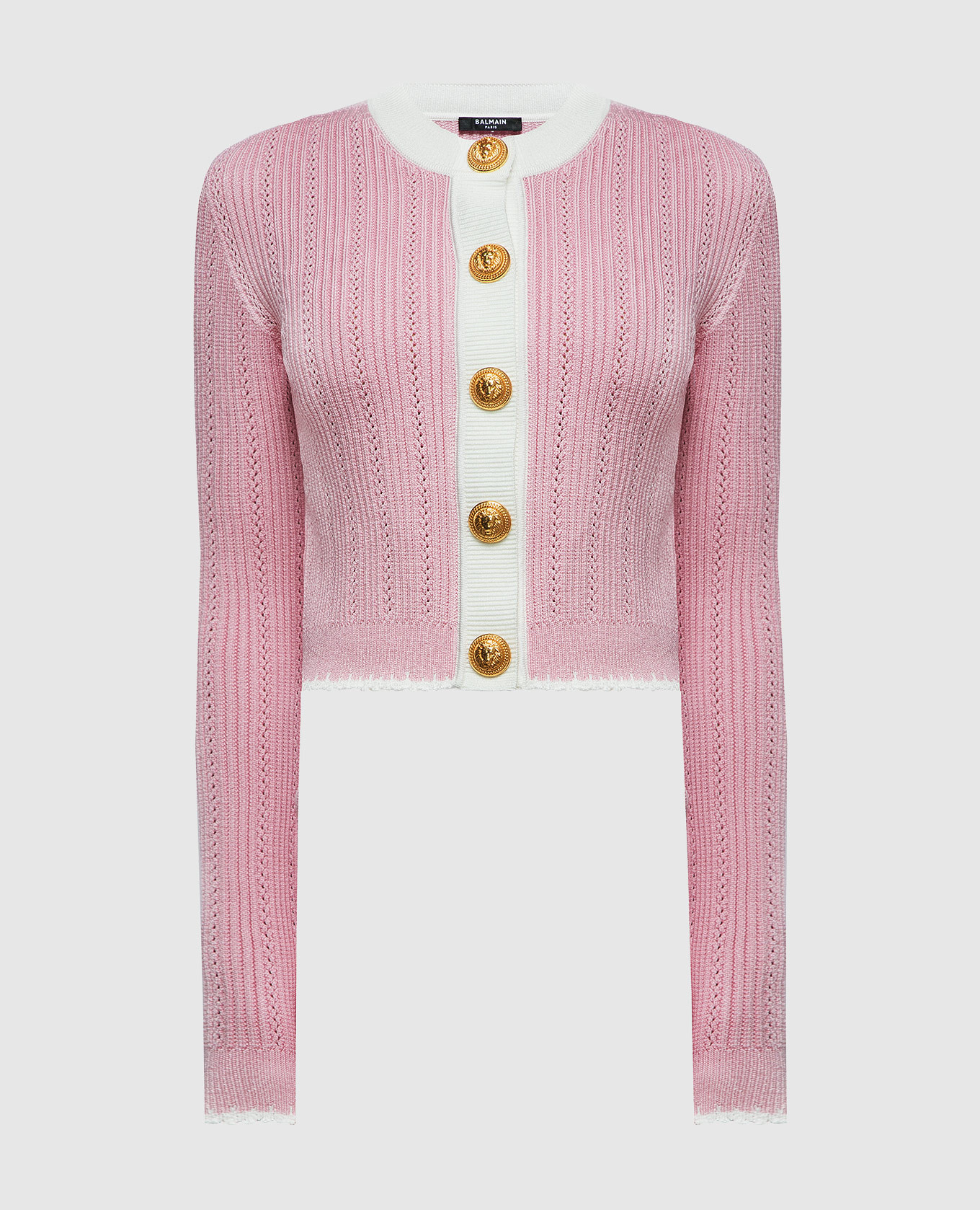 Pink cardigan in textured pattern