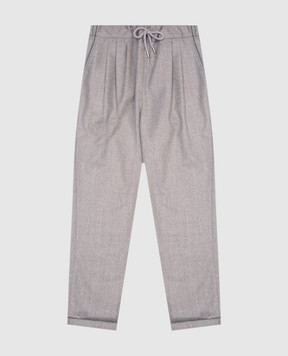 Brunello Cucinelli Детские серые брюки из шерсти с отворотами BE226P113C