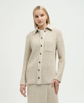 Bottega Veneta Бежевая ажурная рубашка 782284V3WM0