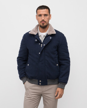 Brunello Cucinelli Синяя куртка с кашемиром на меху MT4016887