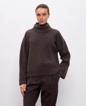 Brunello Cucinelli Коричневий светр з вовни, кашеміру та шовку M16222704