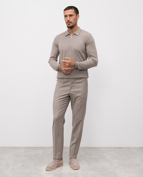 Bertolo Cashmere Бежевое поло из шерсти и шелка 902519002532