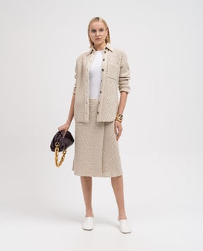 Bottega Veneta Бежевая ажурная юбка на запах 782282V3WM0