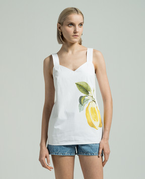 Max Mara Sportmax Белый топ ULTRA в принт Lemon ULTRA