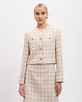 Versace Бежевый твидовый жакет в клетку 10189441A13646