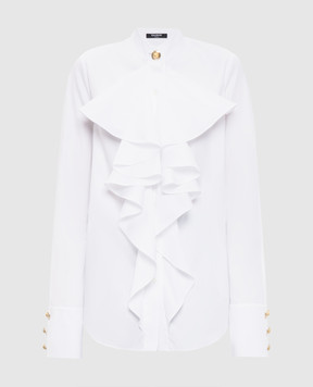 Balmain Біла блуза з жабо FF1HR150CG22