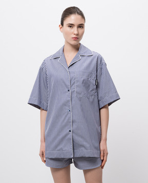 Palm Angels Синя сорочка в смужку з логотипом PWGG005S25FAB001