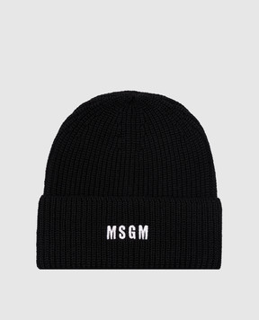 MSGM Черная шапка с вышивкой логотипа 3740ML02247575