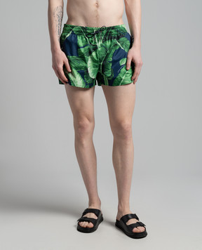 Dolce&Gabbana Сині шорти для плавання в принт banana tree M4A06TISMF5