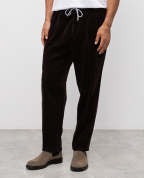 Brunello Cucinelli Коричневые вельветовые брюки M280UE1710