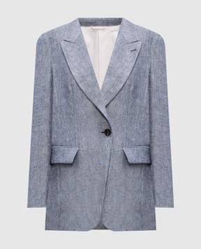 Brunello Cucinelli Синій жакет з коноплі та льону MH5487222