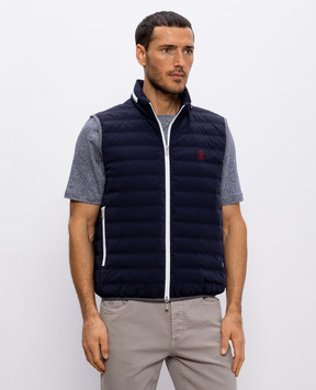 Brunello Cucinelli Синій пуховий жилет з емблемою логотипа MM49A7460G