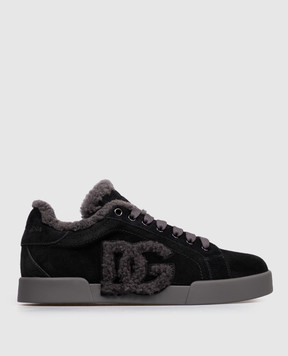 Dolce&Gabbana Чорні замшеві кросівки на хутрі CK2374AJ222