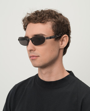 Balenciaga Чорні сонцезахисні окуляри Mercury Oval з логотипом 794315T0005