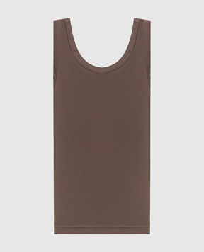 Brunello Cucinelli Коричневий топ в рубчик з ланцюжком моніль MG902FP100