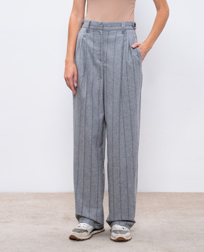 Brunello Cucinelli Серые брюки с шерстью в полоску MD589P8725