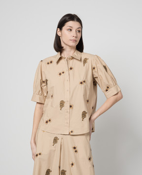 Twinset Бежева блуза з вишивкою 241TT2312