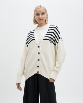 Givenchy Білий кардиган в смужку з вовною з логотипом BW90R84ZMM