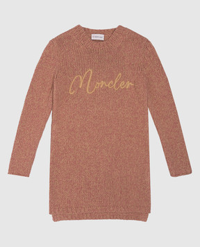 Moncler ENFANT Дитяча рожева сукня з вовни з вишивкою логотипа J29549L00002M1241810