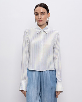 Ermanno Scervino Белая рубашка с шелком в полоску D462K730MJJ