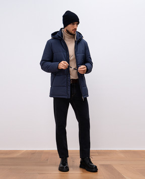 Cashmere&Whiskey Синяя стеганная куртка с гравировкой монограммы логотипа CWSS24004