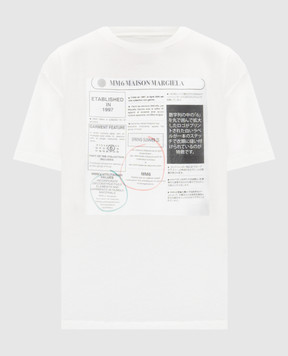 Maison Margiela MM6 Белая футболка с брендовым принтом SH0GC0043S24312