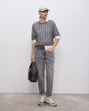 Brunello Cucinelli Сірі джинси з ланцюжком моніль MA095P5847