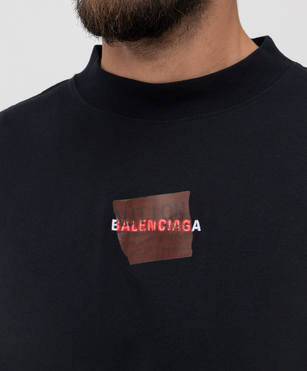 Balenciaga Черная футболка с логотипом 764235TSVG2 изображение 5
