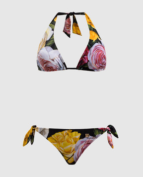 Dolce&Gabbana Чорний купальник в квітковий принт O8A54JFSG9R