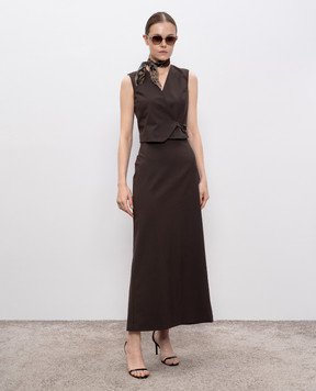 Brunello Cucinelli Коричнева спідниця міді з вовною MPW07G3882