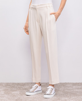 Brunello Cucinelli Білі штани з ланцюжком моніль MB117P8308