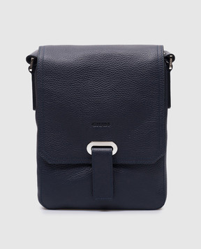 GIUDI Синя шкіряна сумка-месенджен з тисненням логотипа 5426AE