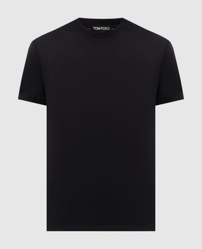 Tom Ford Чорна футболка з монограмою логотипа JCS004JMT012
