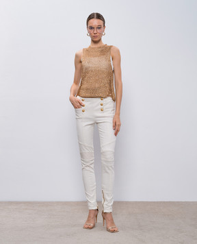 Balmain Білі джинси з брендовими заклепками 5163324N