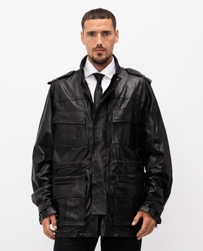 Balmain Чорна шкіряна парка FH1TJ211LD63