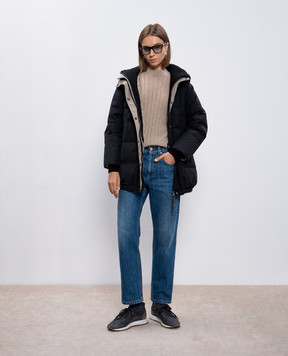 Brunello Cucinelli Бежевий светр з кашеміру з ланцюжком моніль M12193400