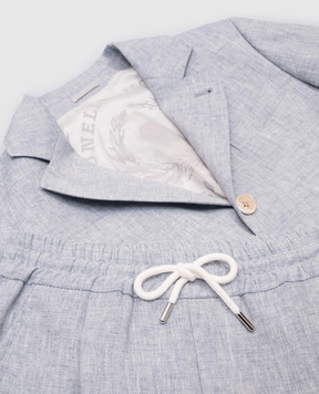Brunello Cucinelli Дитячий блакитний костюм з льону BB430A136A