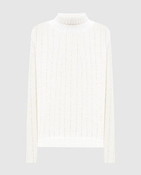 Allude Белый свитер из шерсти и кашемира с кристаллами. 24517742