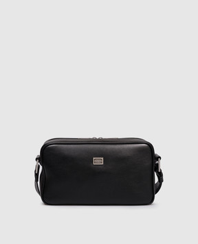 Dolce&Gabbana Чорна шкіряна сумка з гравіюванням логотипа BM2386AV956